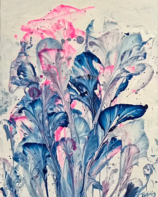 Pink and Blue  18 x 24 Acrylic $300